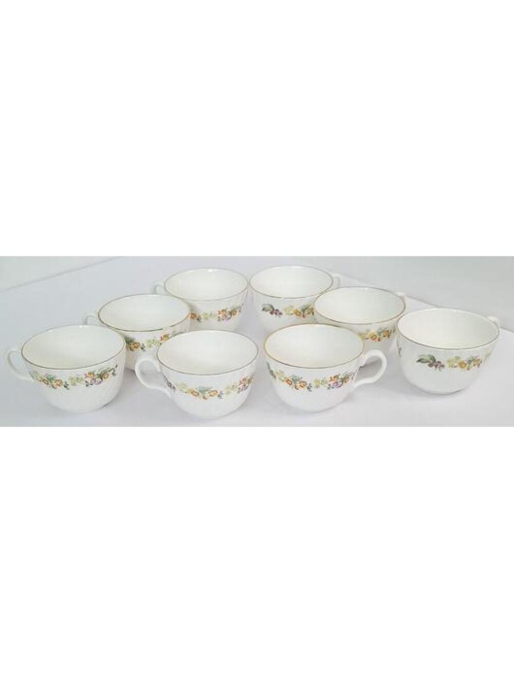 Royal Kent VTG Bone China Teacups Floral Pattern and Gold - Set Of 8